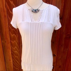 by Deep Los Angeles cream lace jersey shirt